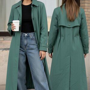 London Fog Wamsutta Trench Rain Coat Removable Thinsulate USA Rare Green Sz 10